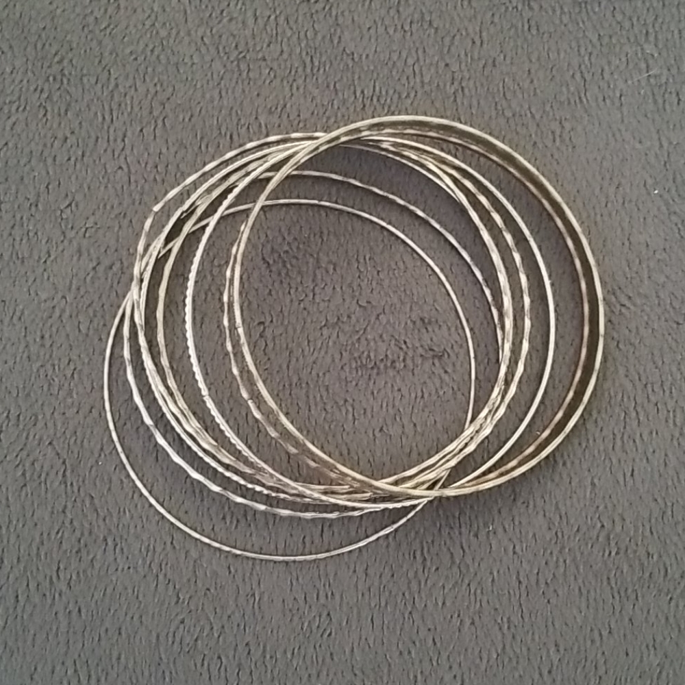 Silvertone Bangle Set - Picture 2 of 4
